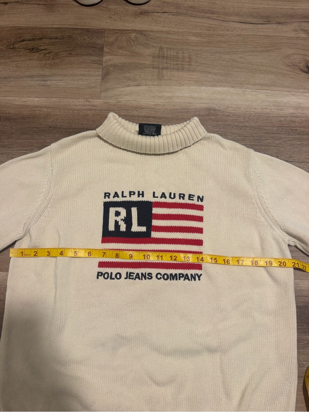 Vintage Polo Ralph Lauren Jeans Co American Flag Sweater Womens L Roll Neck Mock - Picture 9 of 10